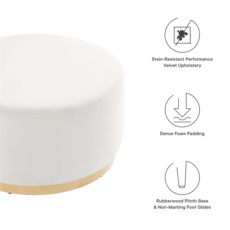 Modway Tilden Performance Velvet Upholstered Ottoman in Alabaster Natural
