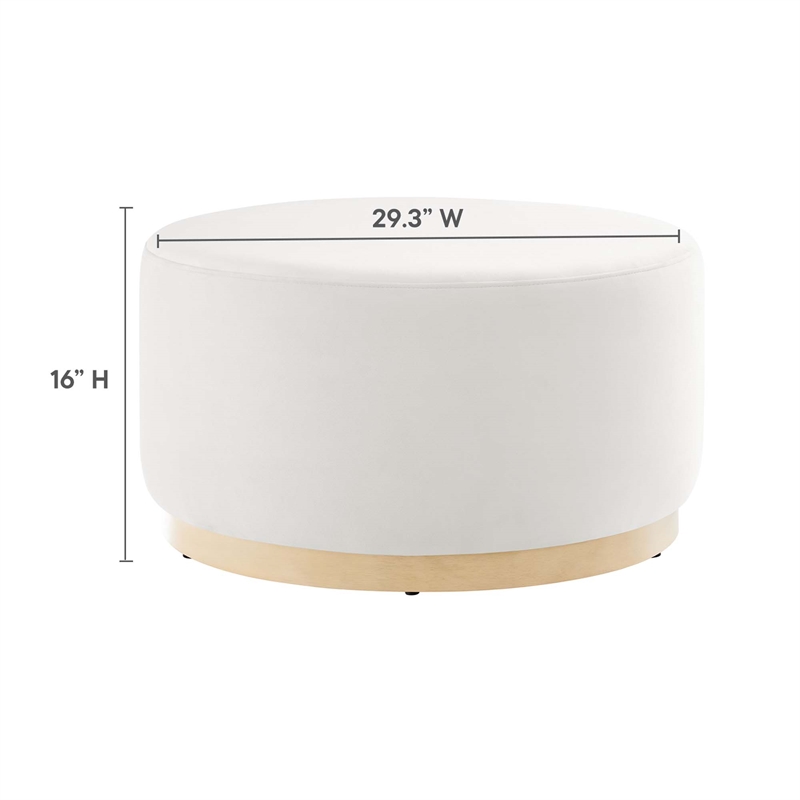 Modway Tilden Performance Velvet Upholstered Ottoman in Alabaster Natural