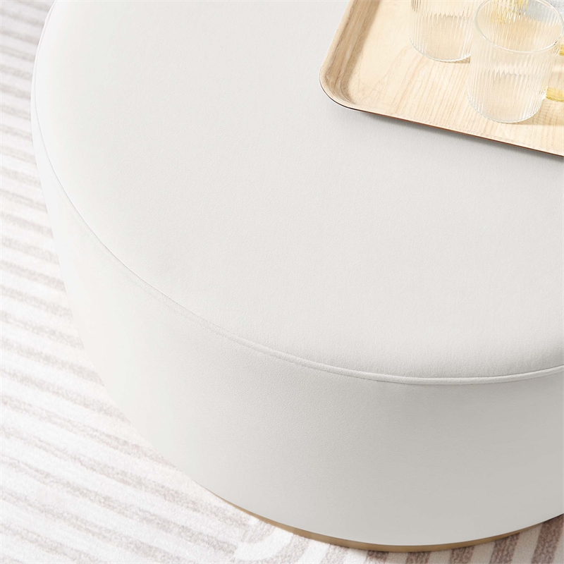 Modway Tilden Performance Velvet Upholstered Ottoman in Alabaster Natural