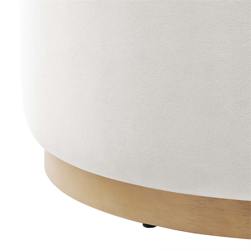 Modway Tilden Performance Velvet Upholstered Ottoman in Alabaster Natural