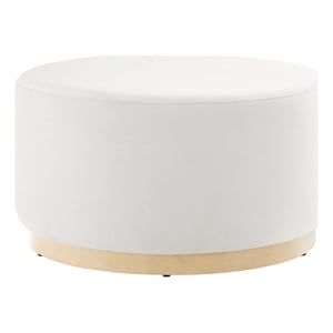 Modway Tilden Performance Velvet Upholstered Ottoman in Alabaster Natural