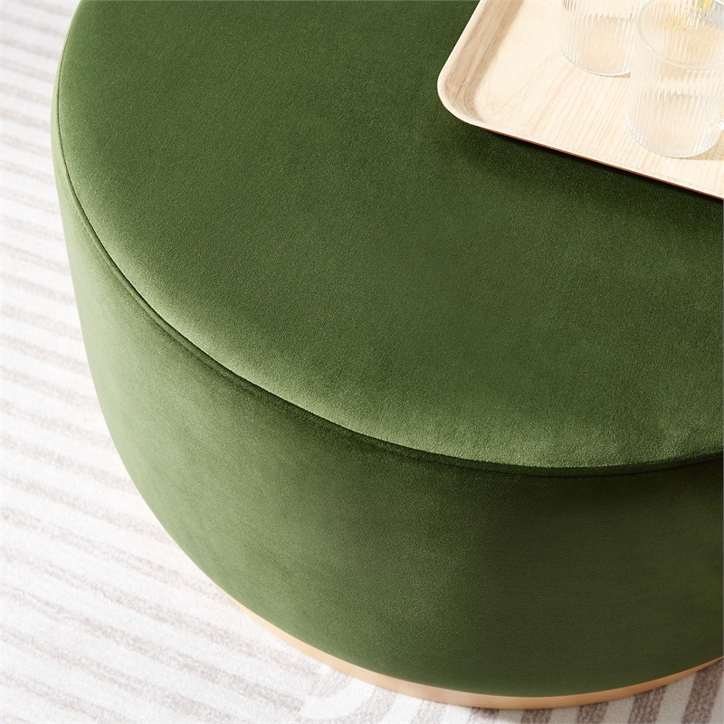Tilden Ottoman in Moss Green Natural