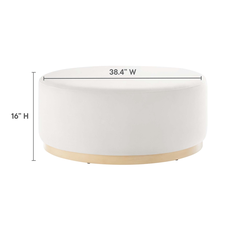 Modway Tilden Performance Velvet Upholstered Ottoman in Alabaster Natural