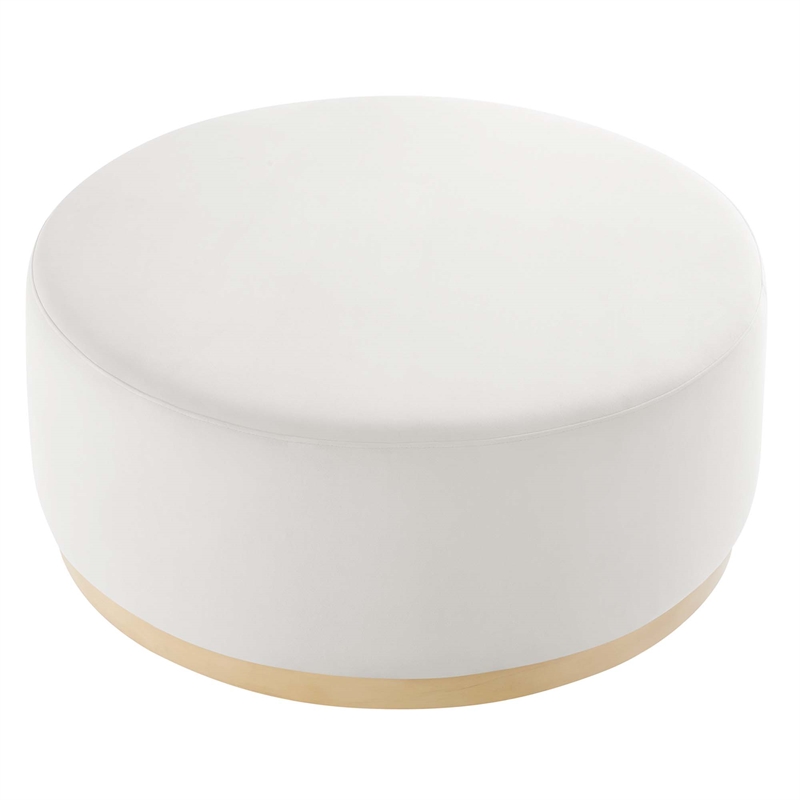 Modway Tilden Performance Velvet Upholstered Ottoman in Alabaster Natural