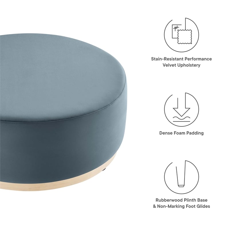 Tilden Ottoman in Cadet Blue Natural