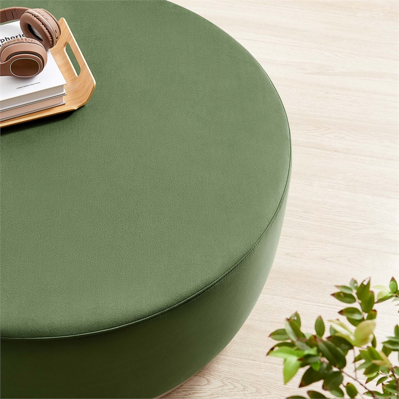 Tilden Ottoman in Moss Green Natural