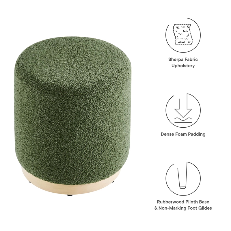 Tilden Ottoman in Moss Green Natural