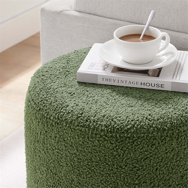 Tilden Ottoman in Moss Green Natural