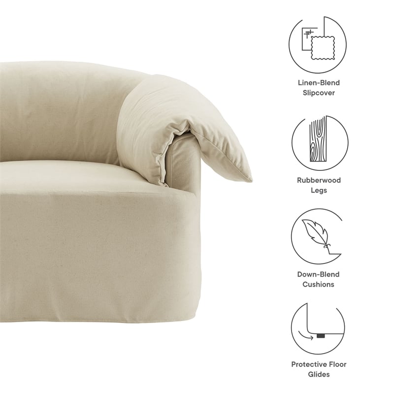Modway Lark Oversized Armchair in Linen White