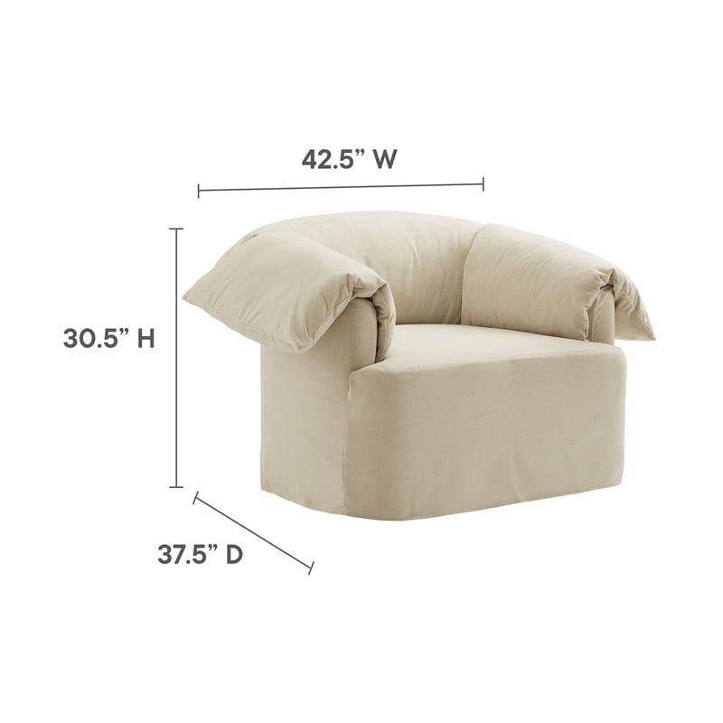 Modway Lark Oversized Armchair in Linen White