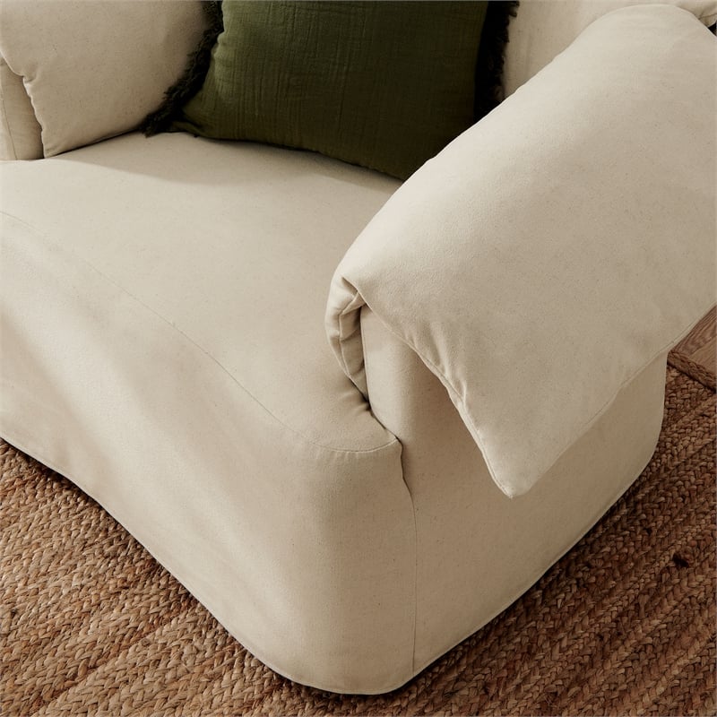 Modway Lark Oversized Armchair in Linen White