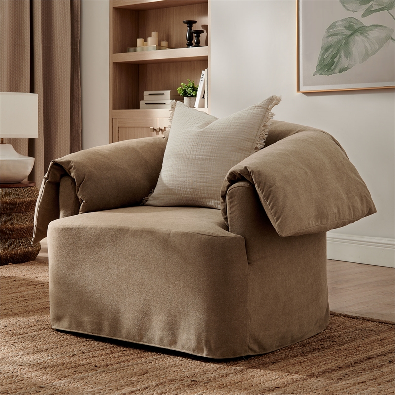 Modway Lark Oversized Armchair in Almond