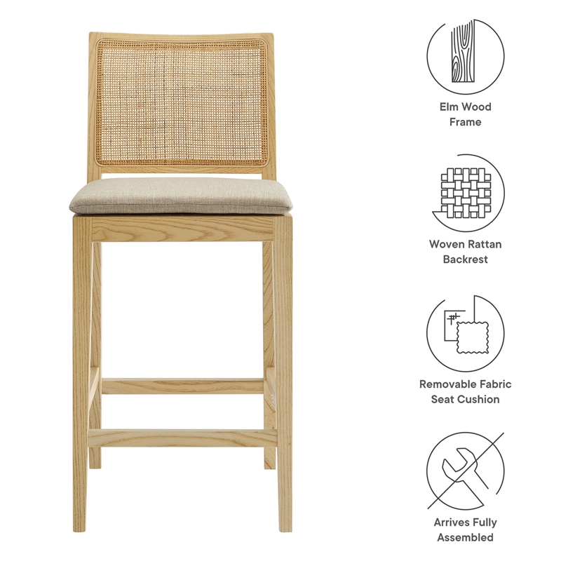 Modway Ovard Counter Stool in Natural