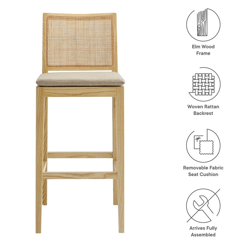 Modway Ovard Bar Stool in Natural