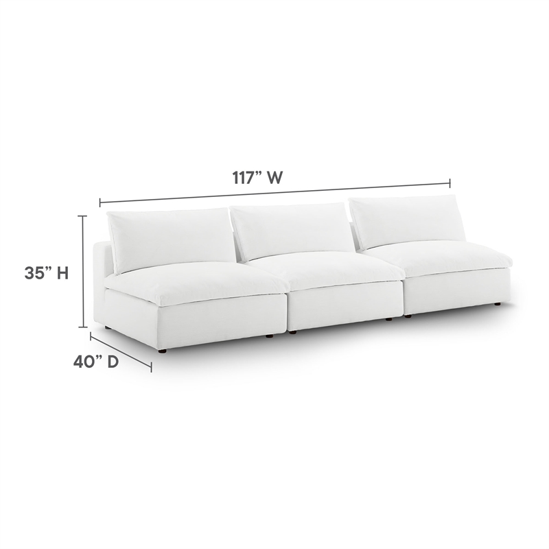 Commix Armless Sectional Sofa in White