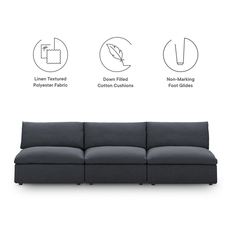 Commix Armless Sectional Sofa in Gray