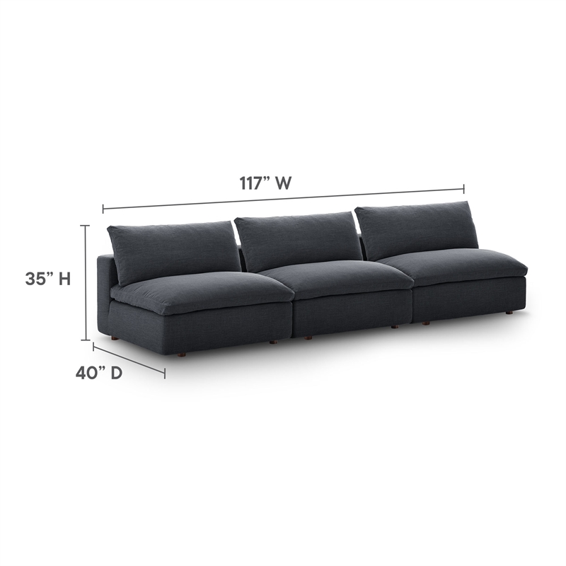 Commix Armless Sectional Sofa in Gray