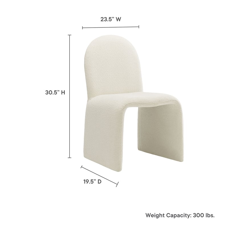 Modway Junia Arch Armless Dining Chair in Cream