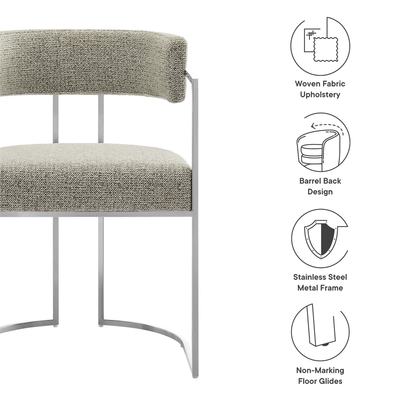 Modway Huron Dining Accent Chair in Silver Wheat