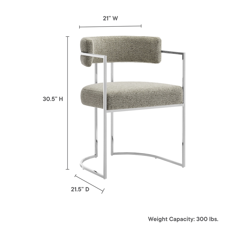 Modway Huron Dining Accent Chair in Silver Wheat