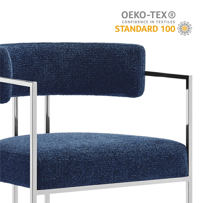 Modway Huron Dining Accent Chair in Silver Navy