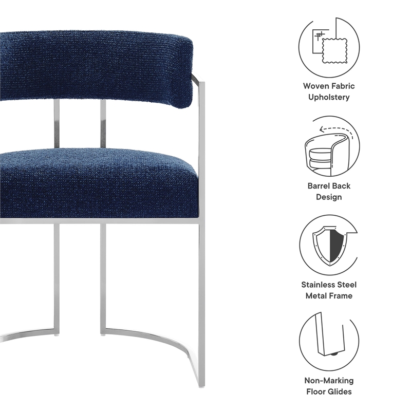 Modway Huron Dining Accent Chair in Silver Navy