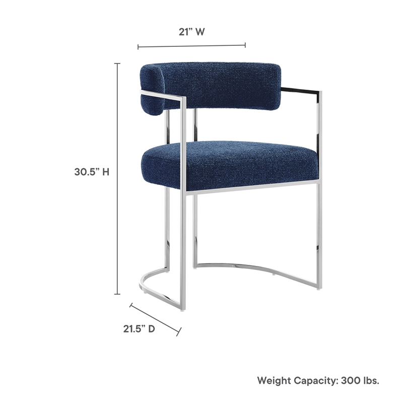 Modway Huron Dining Accent Chair in Silver Navy