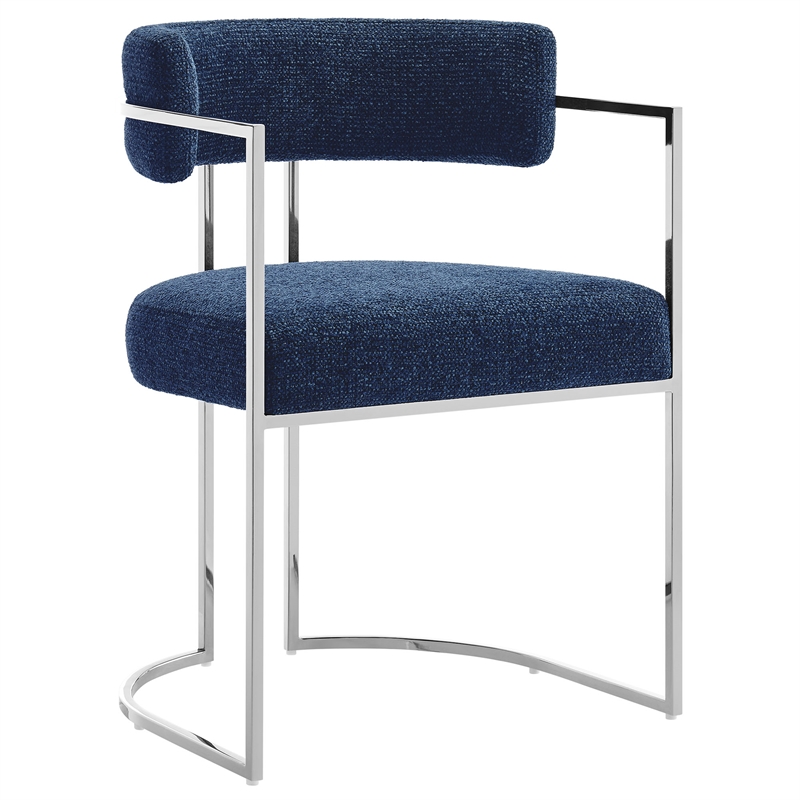 Modway Huron Dining Accent Chair in Silver Navy