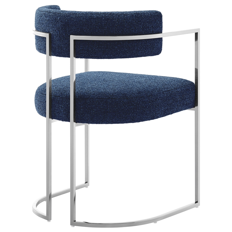 Modway Huron Dining Accent Chair in Silver Navy