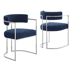 Modway Huron Dining Accent Chair in Silver Navy