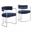 Modway Huron Dining Accent Chair in Silver Navy