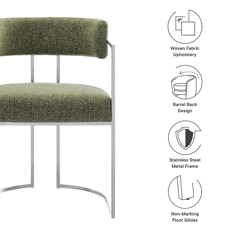 Modway Huron Dining Accent Chair in Silver Leaf