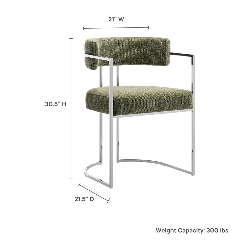 Modway Huron Dining Accent Chair in Silver Leaf