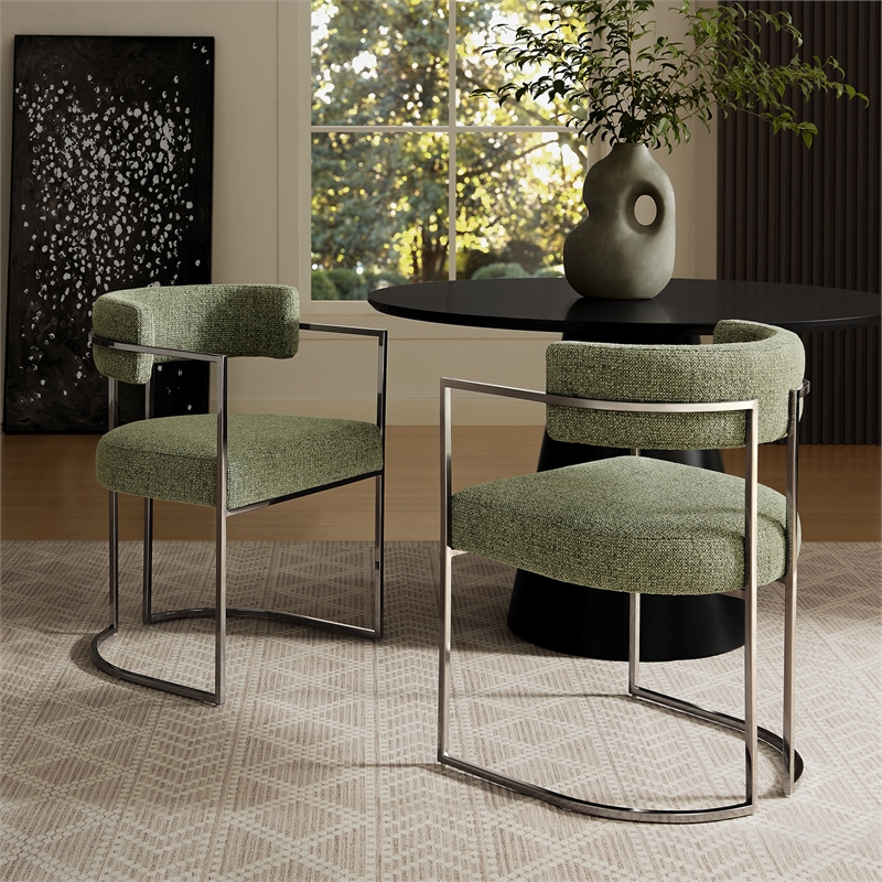 Modway Huron Dining Accent Chair in Silver Leaf