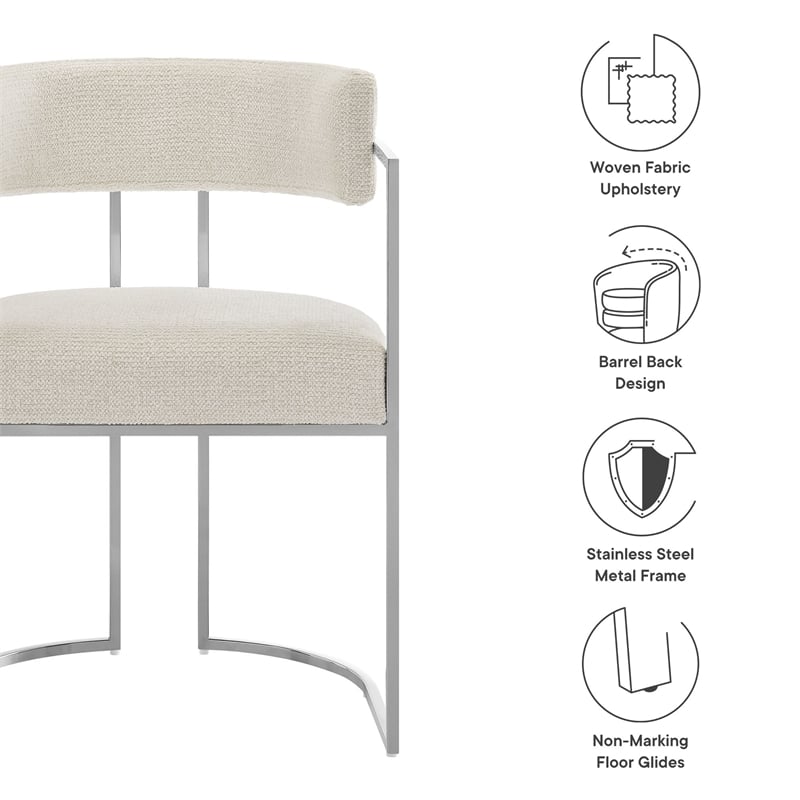 Modway Huron Dining Accent Chair in Silver Cream