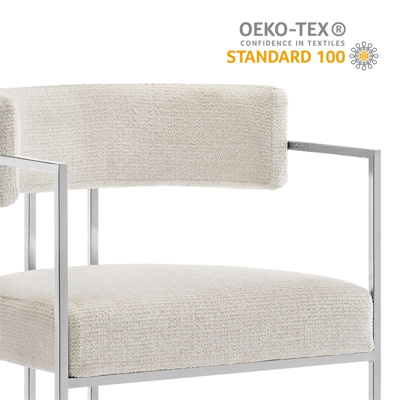 Modway Huron Dining Accent Chair in Silver Cream