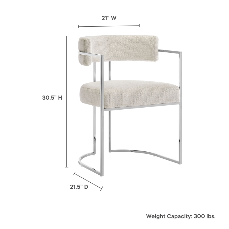 Modway Huron Dining Accent Chair in Silver Cream