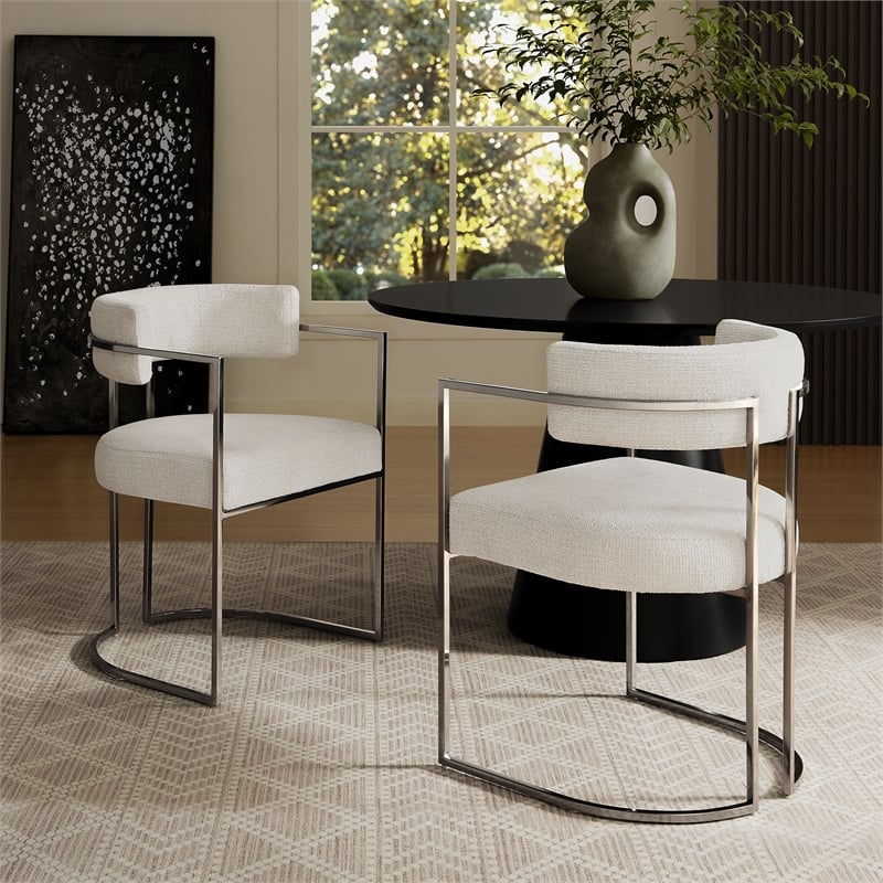 Modway Huron Dining Accent Chair in Silver Cream