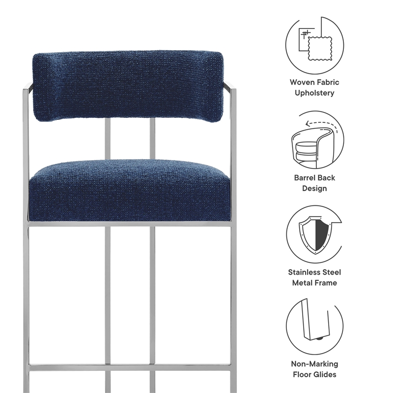 Modway Huron Counter Stool in Silver Navy