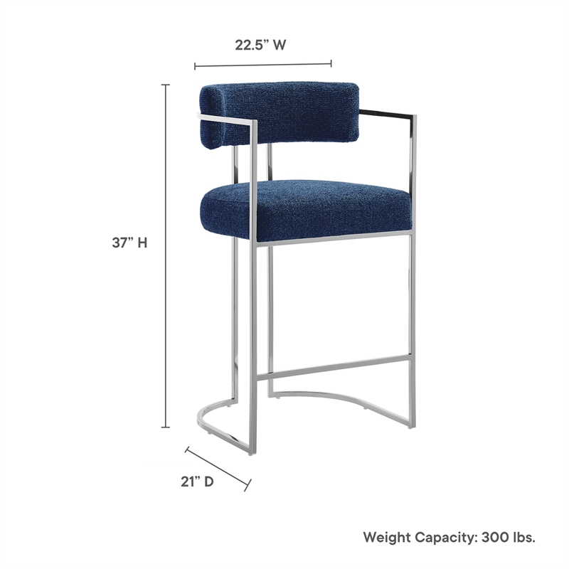 Modway Huron Counter Stool in Silver Navy