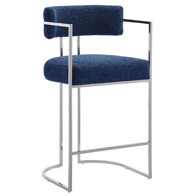 Modway Huron Counter Stool in Silver Navy