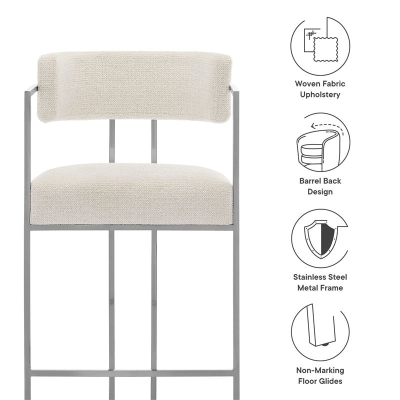 Modway Huron Counter Stool in Silver Cream