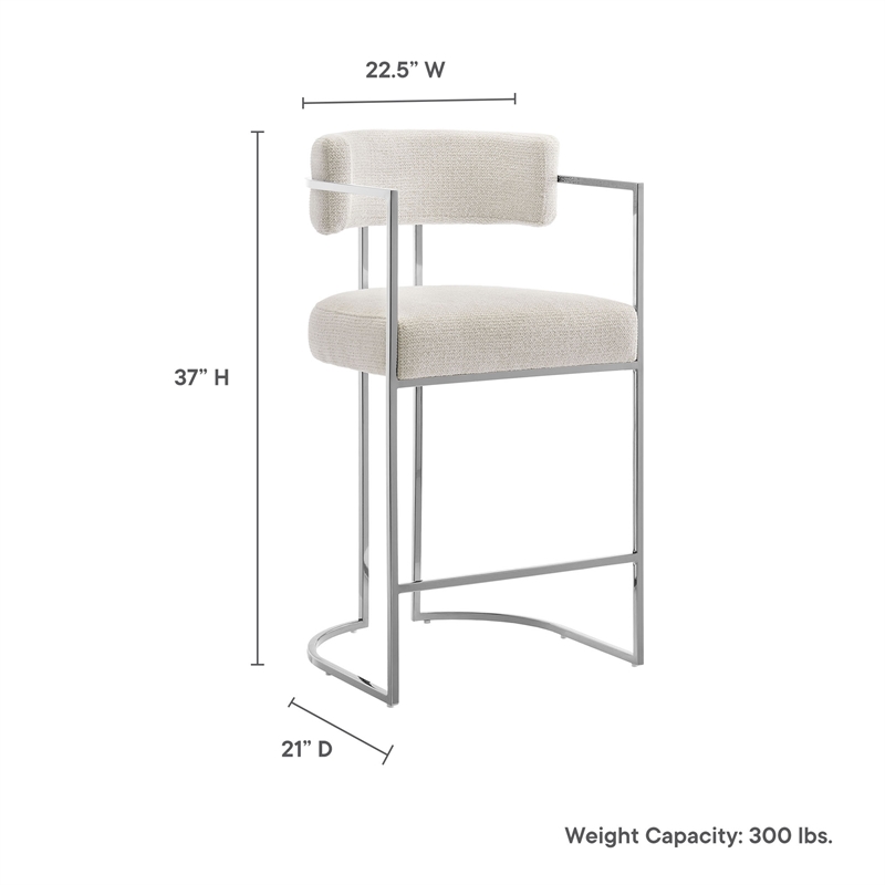 Modway Huron Counter Stool in Silver Cream