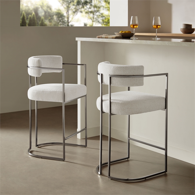 Modway Huron Counter Stool in Silver Cream