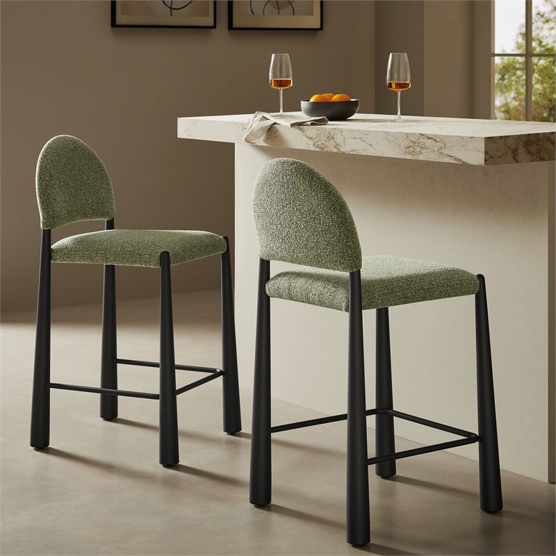 Modway Hayley Counter Stool in Black Leaf