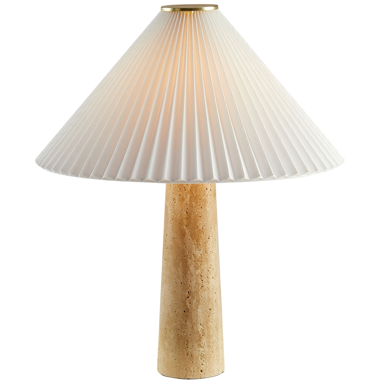 Modway Cove Table Lamp With Pleated Shade in Travertine