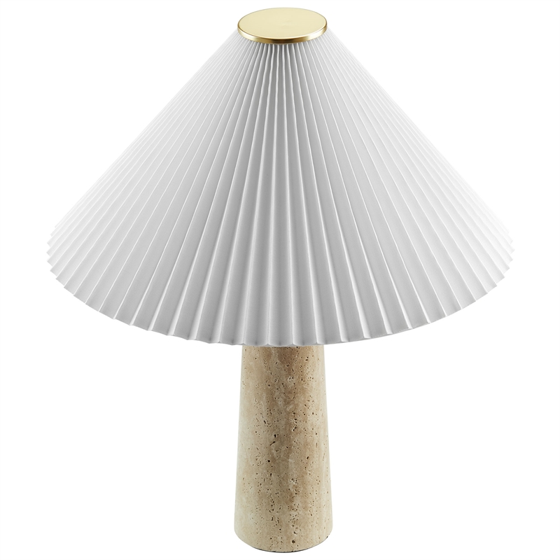 Modway Cove Table Lamp With Pleated Shade in Travertine