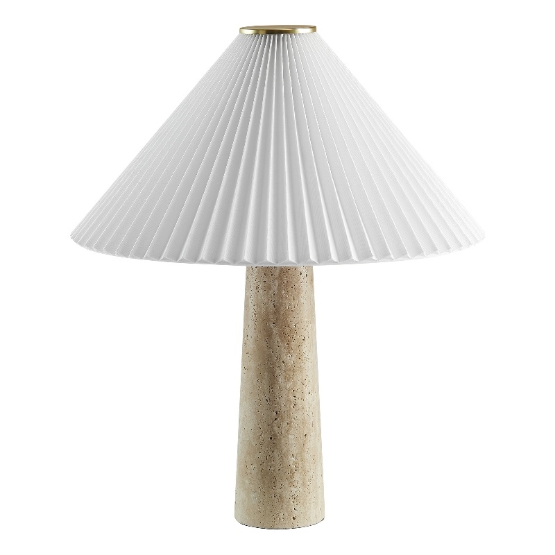 Modway Cove Table Lamp With Pleated Shade in Travertine