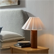 Modway Flora Table Lamp With Pleated Petal Shade in Walnut