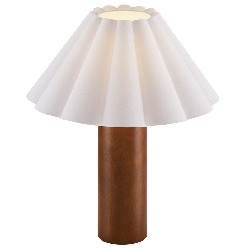 Modway Flora Table Lamp With Pleated Petal Shade in Walnut